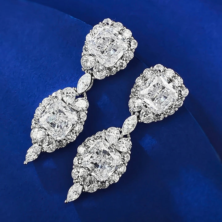 Luxury Sapphire Silver Drop Earrings