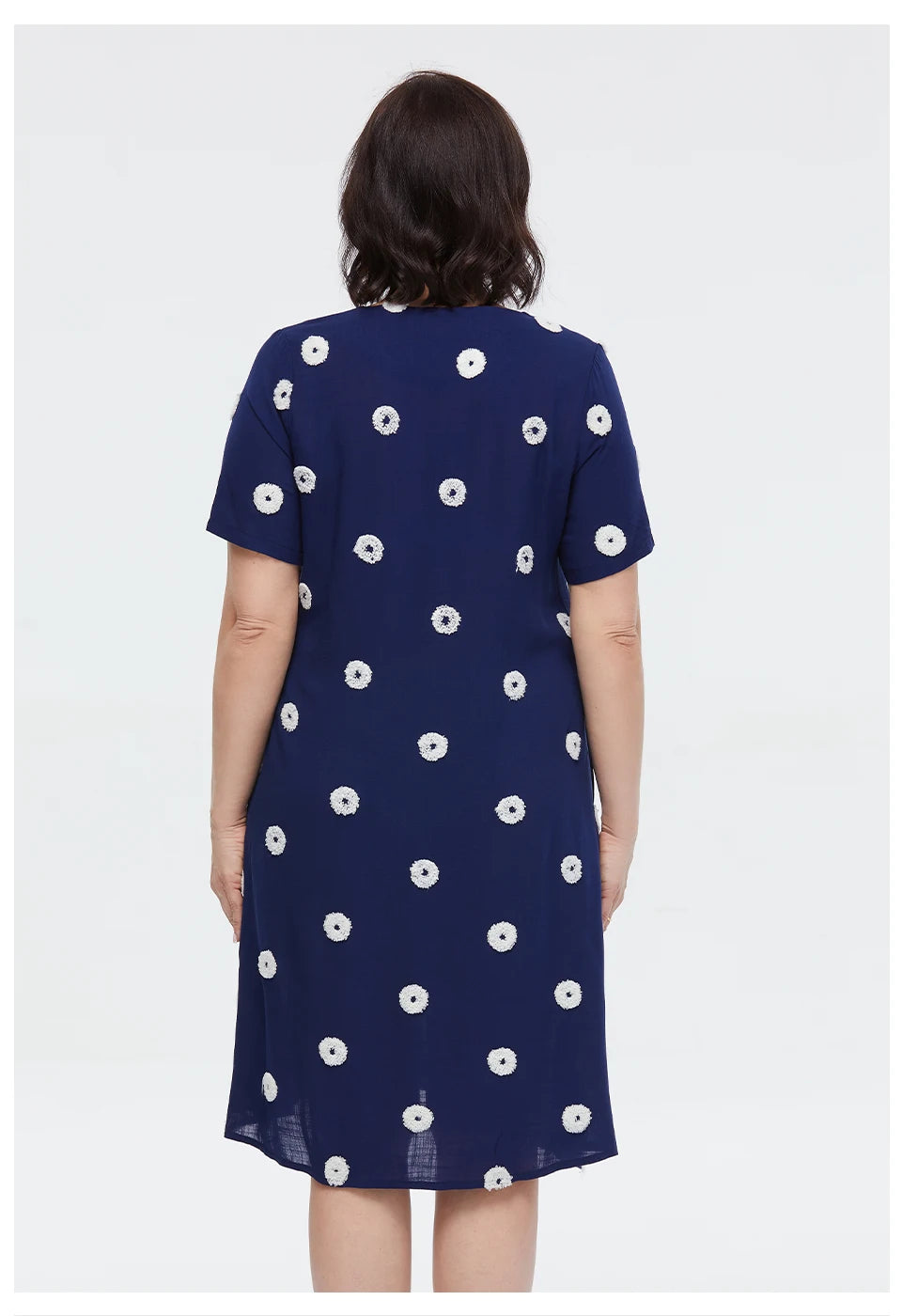 Polka Dot Embroidered Plus Size Women's Dress