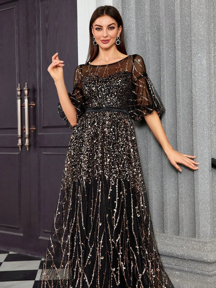 Sweet Semi-transparent Evening Party Dress