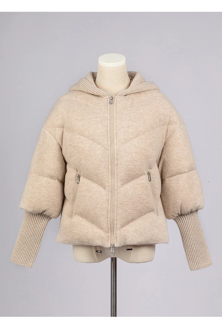 Threaded Sleeves Hooded Coat