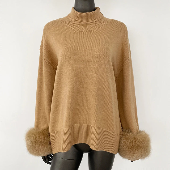 Stylish Standup Collar Loose Knitted Jumper