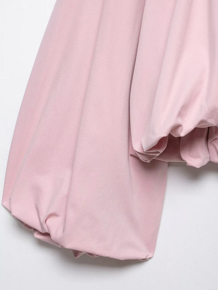 Elegant Puff Sleeves Crop Coat