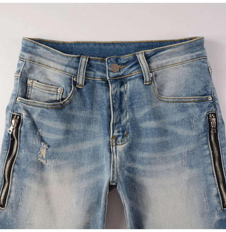 Retro Light Fitted Denim Jeans Pants