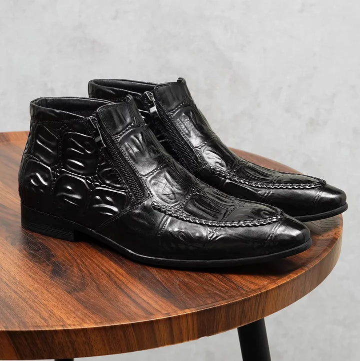 Beautiful Embossed Leather Chelsea Boots