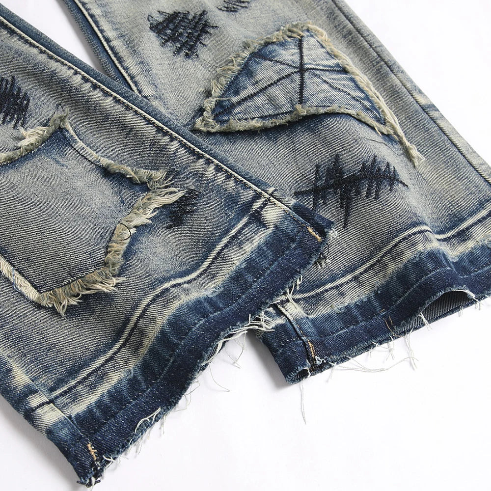 Flared Embroidery Bootcut Jeans Pants
