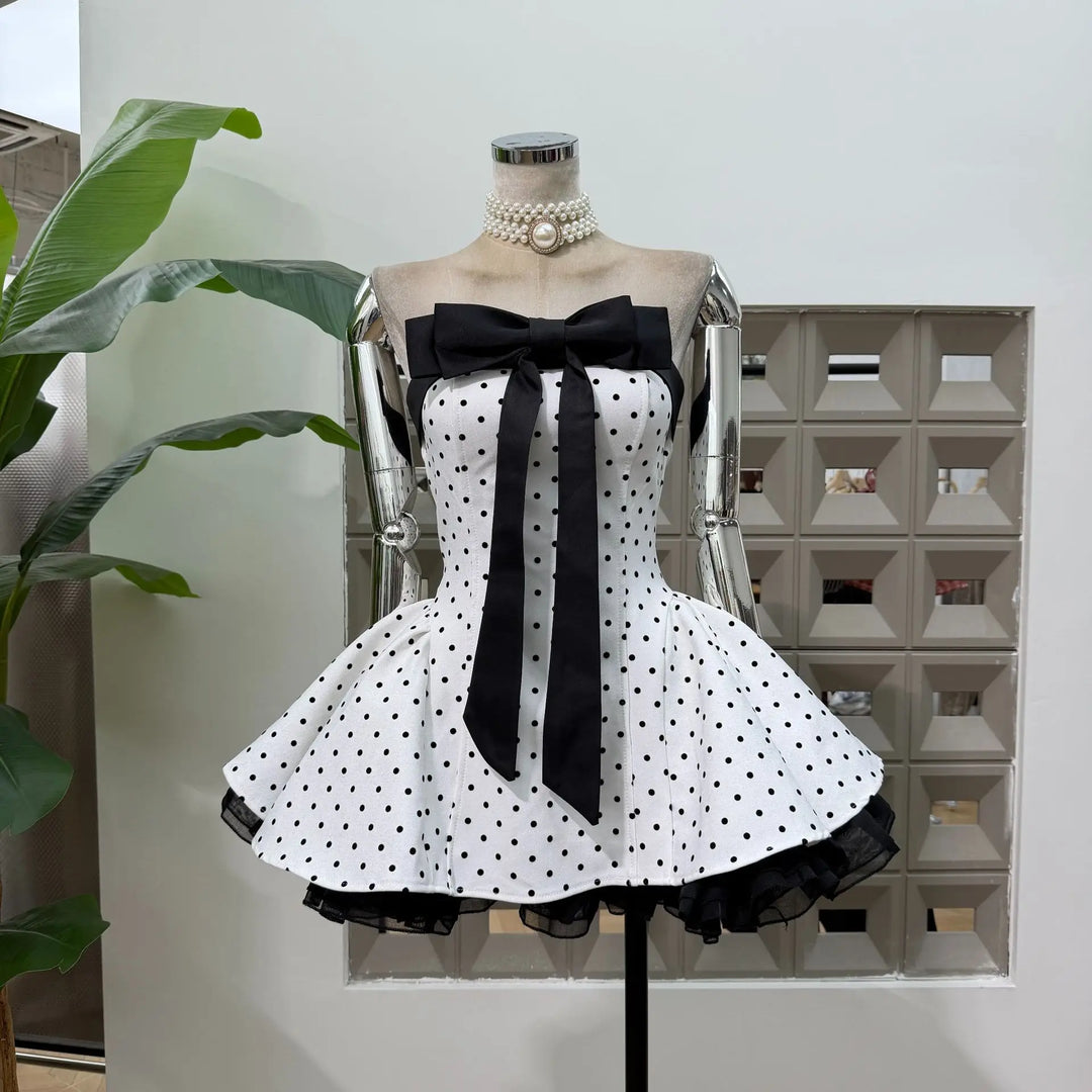 Stunning Polka Dot A-Line Mini Dress