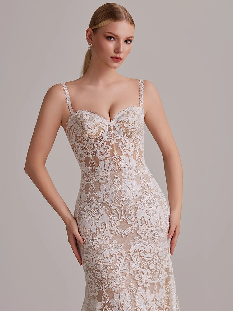 Romantic Heart Flutter Wedding Dress