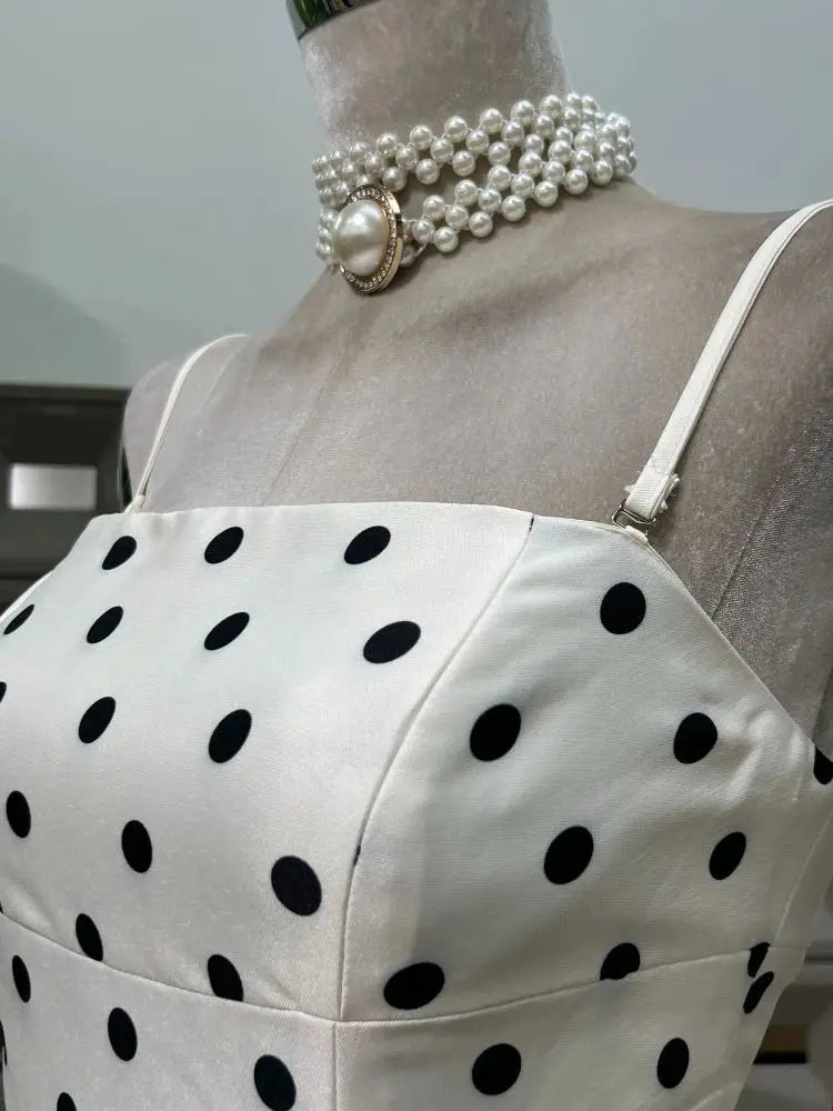 Elegant Sweet Polka Dots Sleeveless Dress