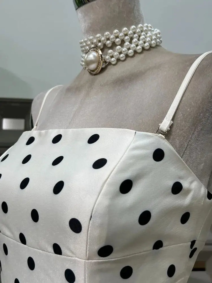 Elegant Sweet Polka Dots Sleeveless Dress