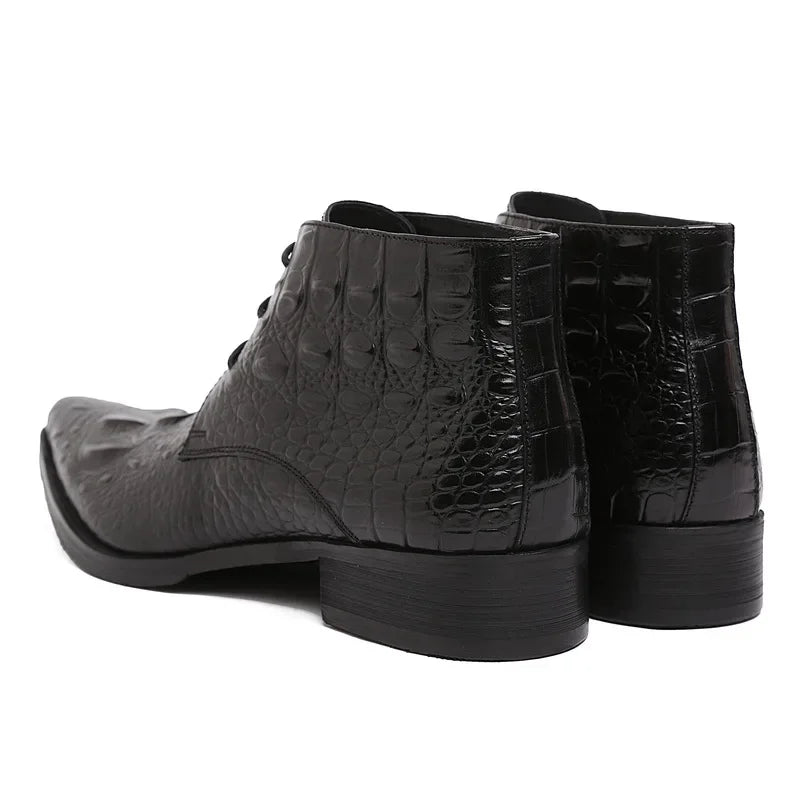 Vintage Crocodile Grain Leather Boots