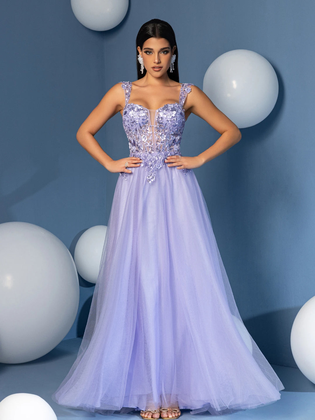 Romantic V-Neck Evening Party Dress