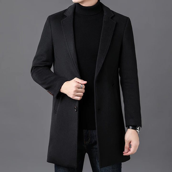Luxury Mid-Length Woolen Overcoat