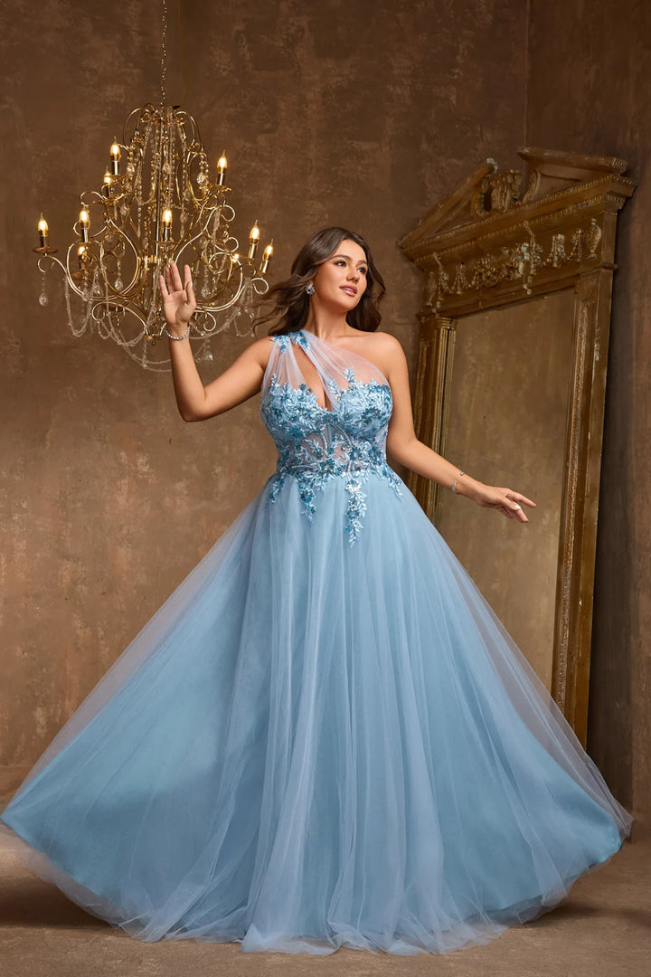 Elegant One-Shoulder Arabian Evening Dress