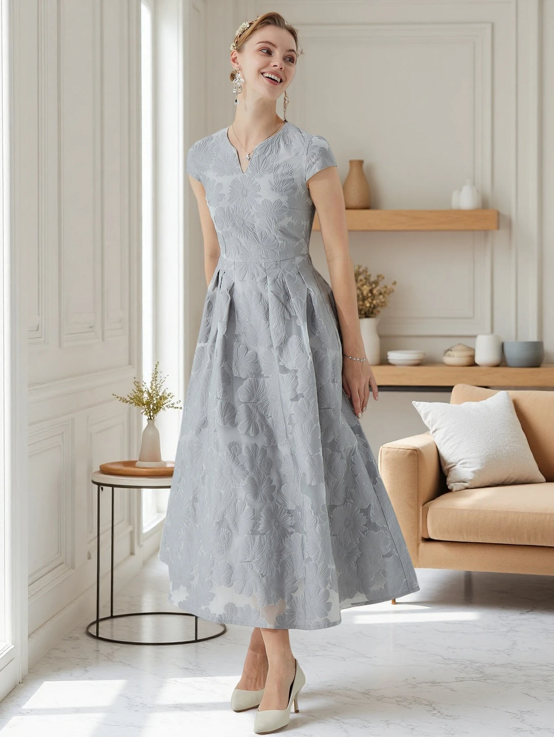 Decorous Floral Organza Maxi Dress