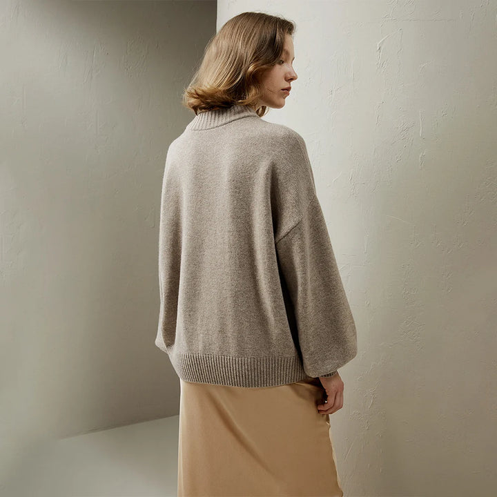 Ribbed Collar Soft Wool Cashmere Sweater