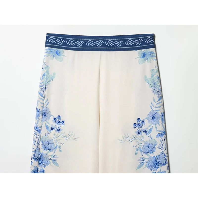 Stylish Floral Printed Wide Leg Pants