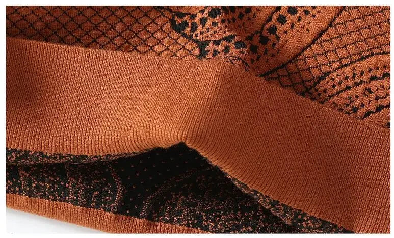 Casual Pumpkin Printed Knitted Jumper