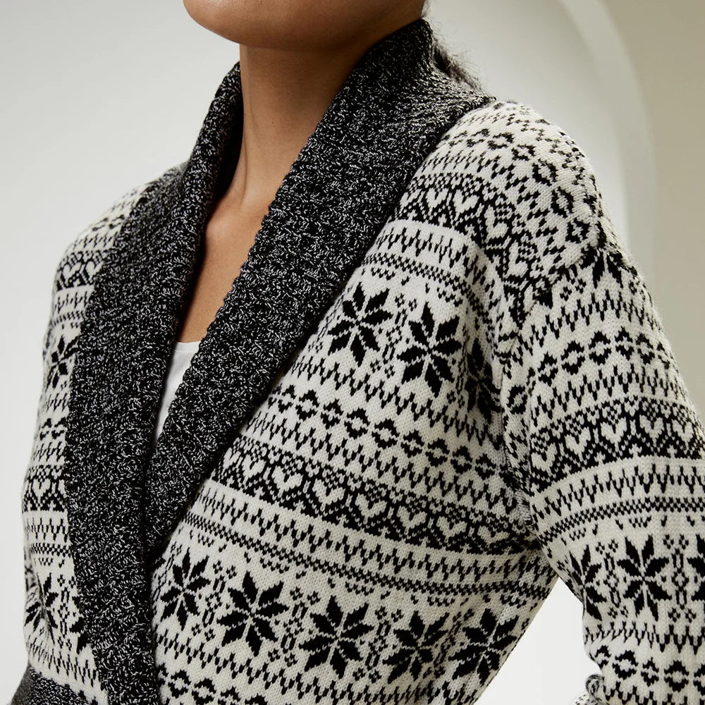 Festive Tie-Waist Wool Cardigan