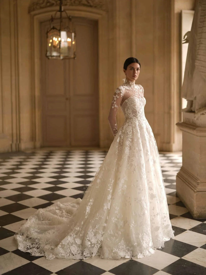 Vintage A-Line Wedding Gown With Detachable Jacket