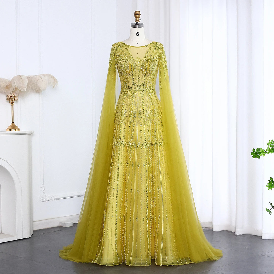 long sleeve arabic evening dresses Althea Aqua Luxury Long Sleeve Evening Dress Arabic Beaded Ruffles Gown Aqua / 16 / China Mainland