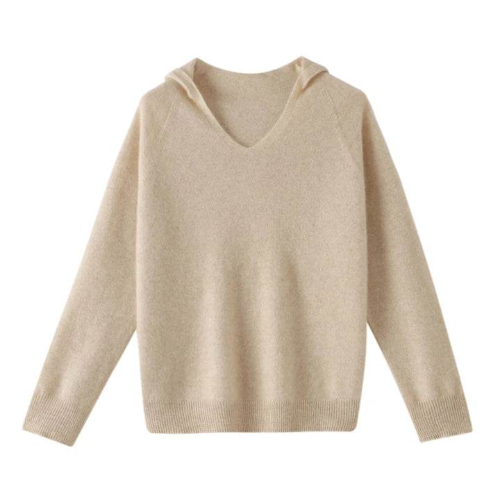 Elegant V-neck Hooded Jumper Sweater