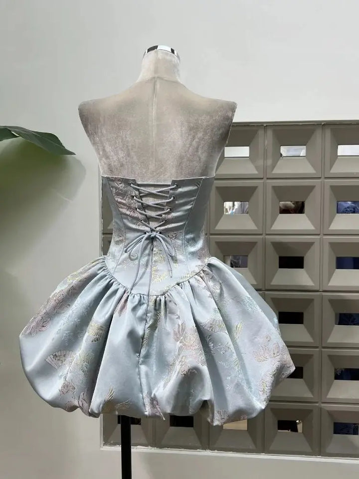 Stunning Embroidered Button Fluffy Dress