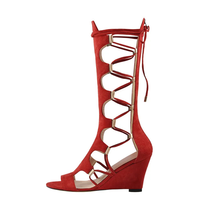 Stunning Lace Up Gladiator Wedges Heels