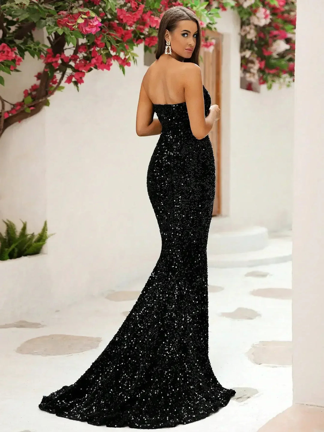 Regal Thigh Split Formal Sequins Dress