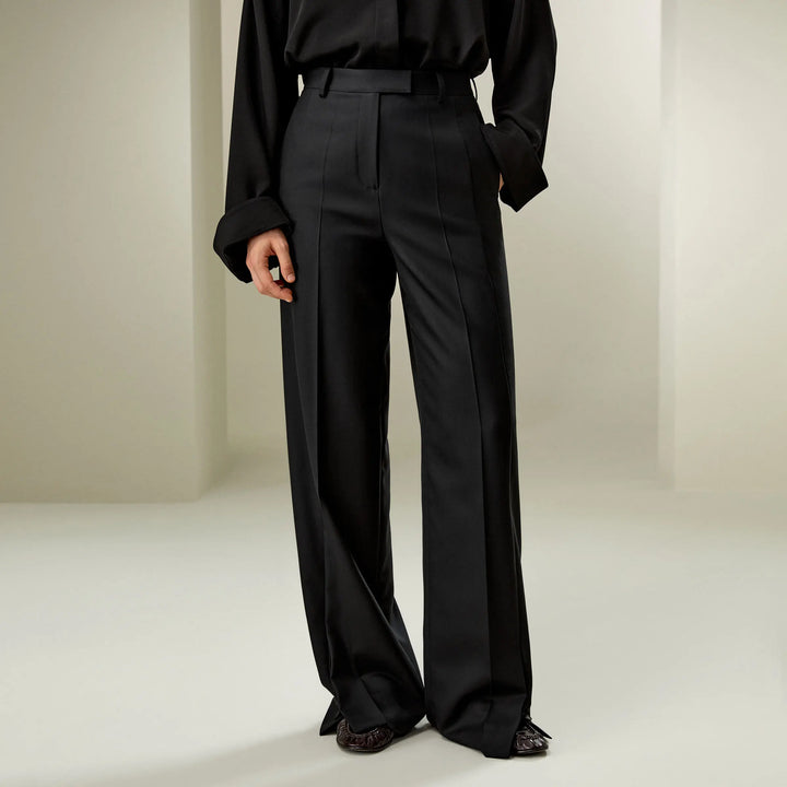 Stunning Wool Silk Blend Straight Pants