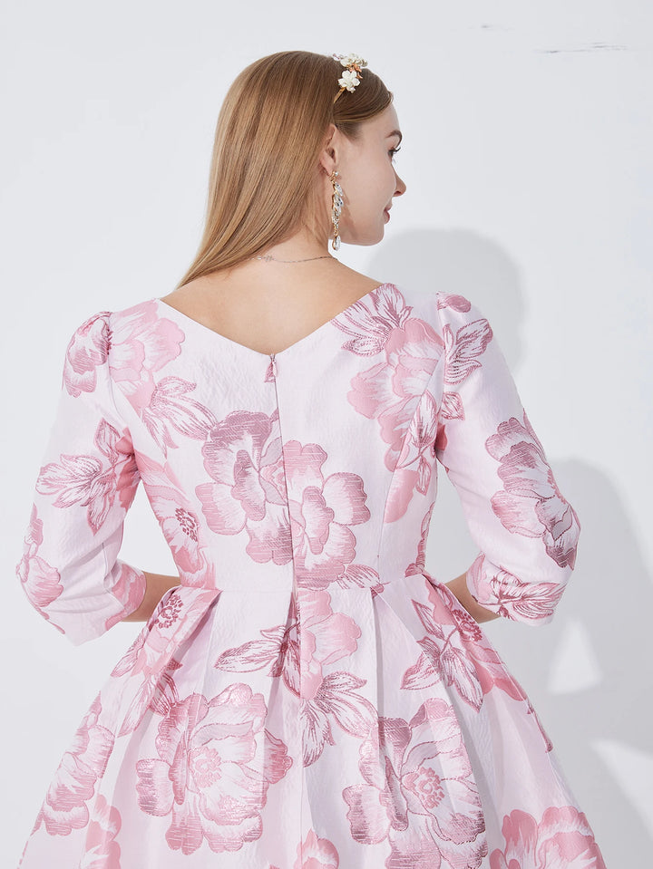 Luxury Floral Jacquard Party Dress