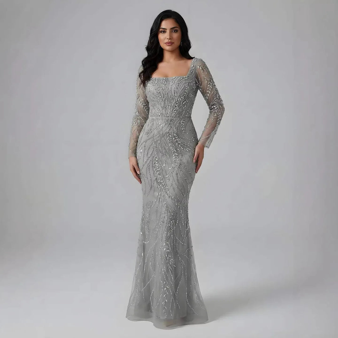 Luxury Beaded Long Evening Dress