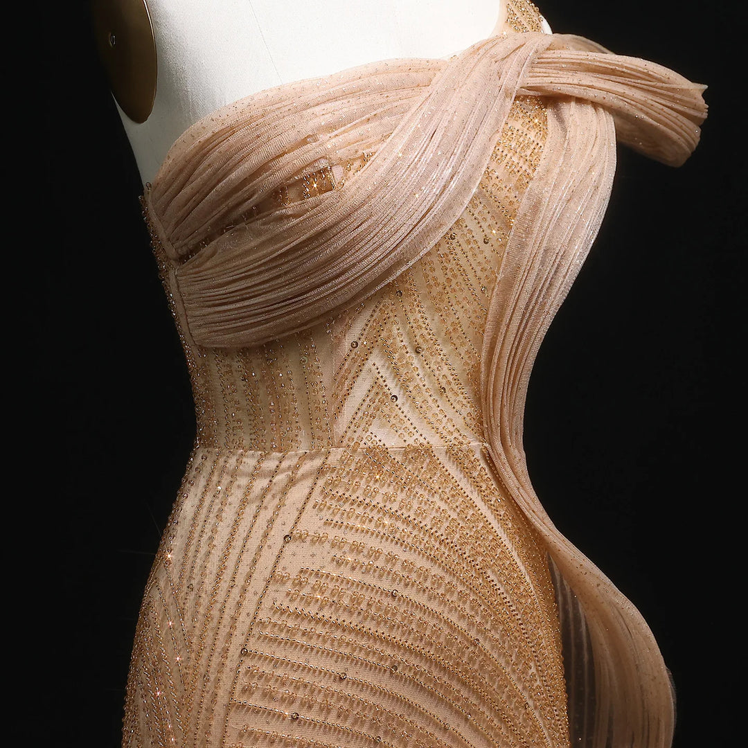 Luxury Caramel Mermaid Arabic Evening Dress