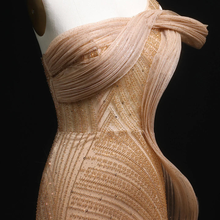 Luxury Caramel Mermaid Arabic Evening Dress