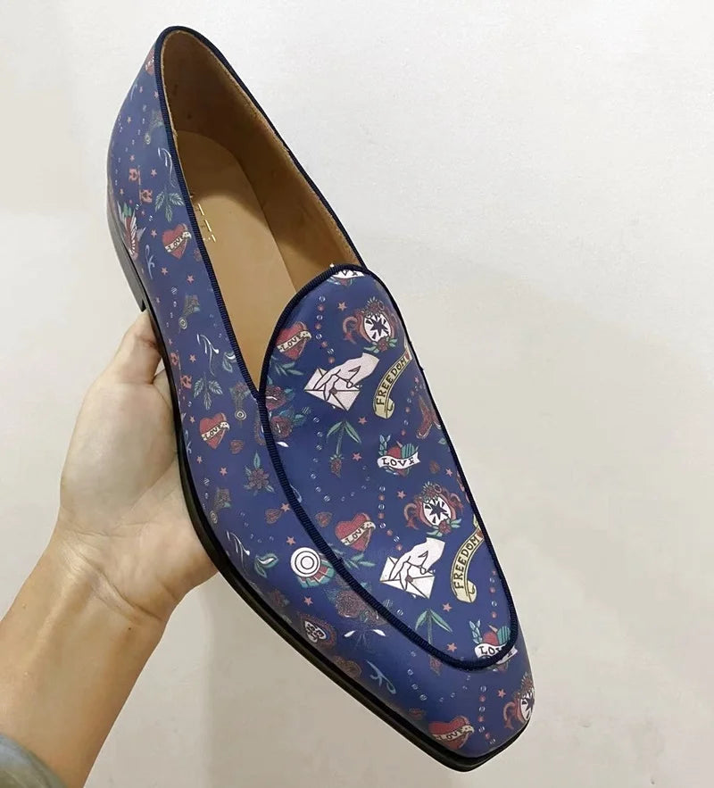 Stylish Printed Fabric Loafers Shoes
