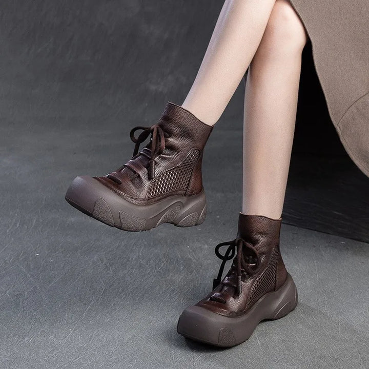 Stylish Hollow-Out Real Leather Boots