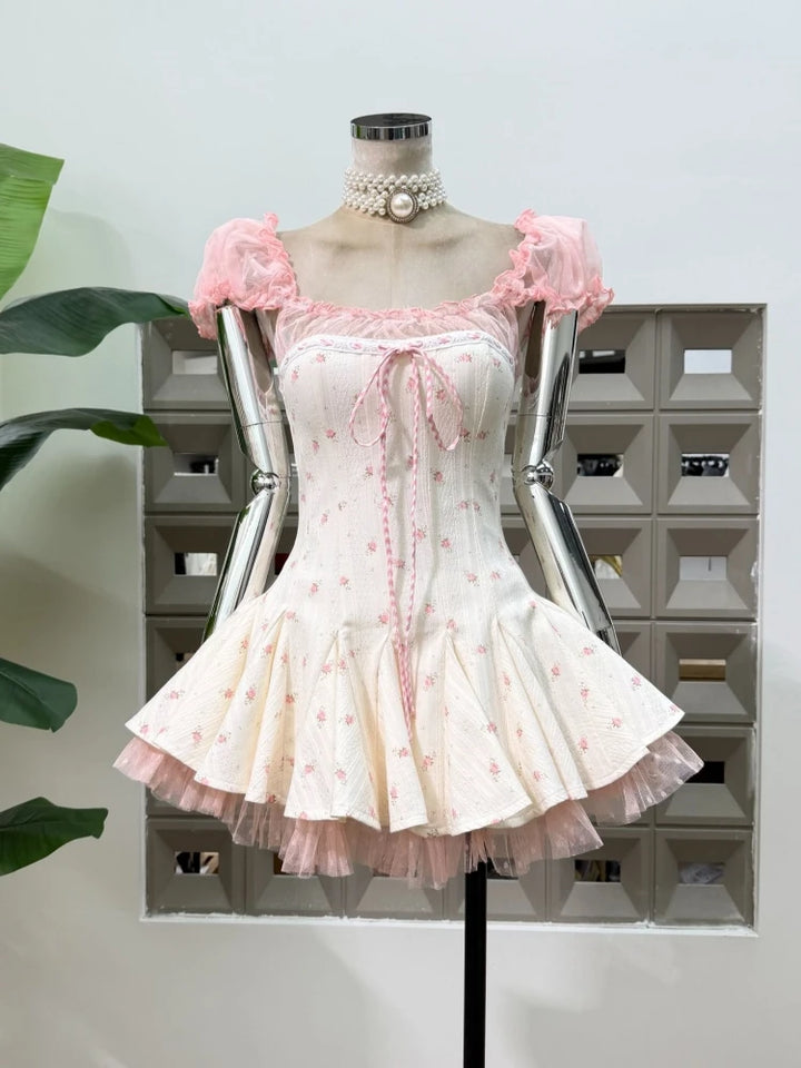 Luxurious Puff Short Sleeves Mini Dress