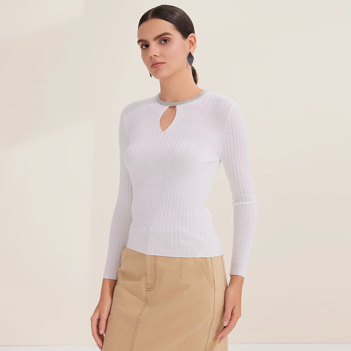 Luxurious Wool Ribbed Long Sleeve Jumper