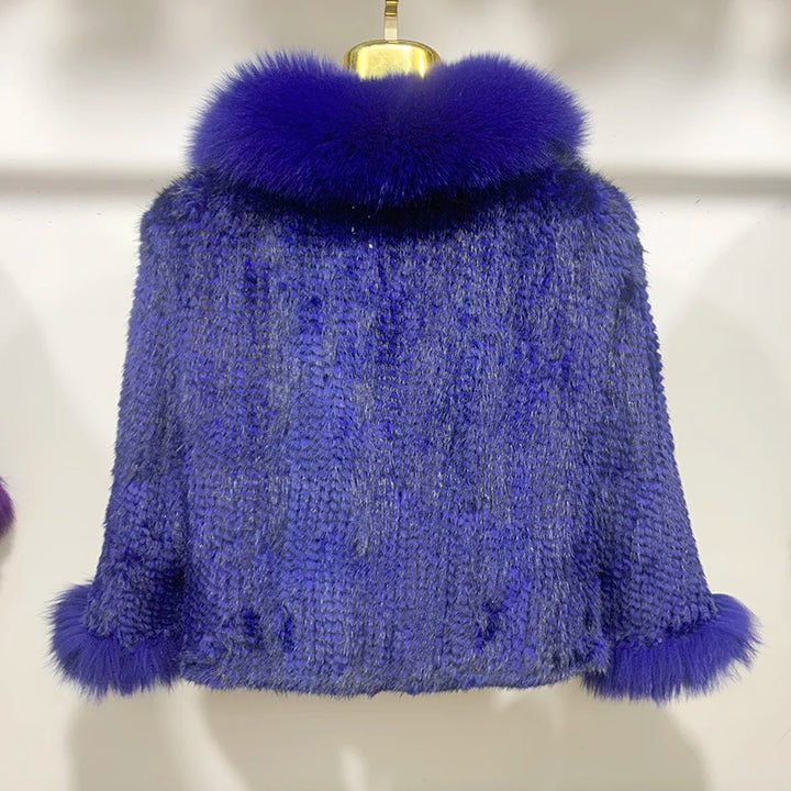 Real Poncho Fur Knitted Shawl