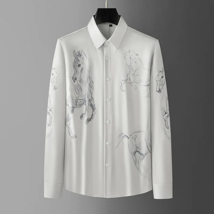 Sophisticated Horse Printed Dress Shirt