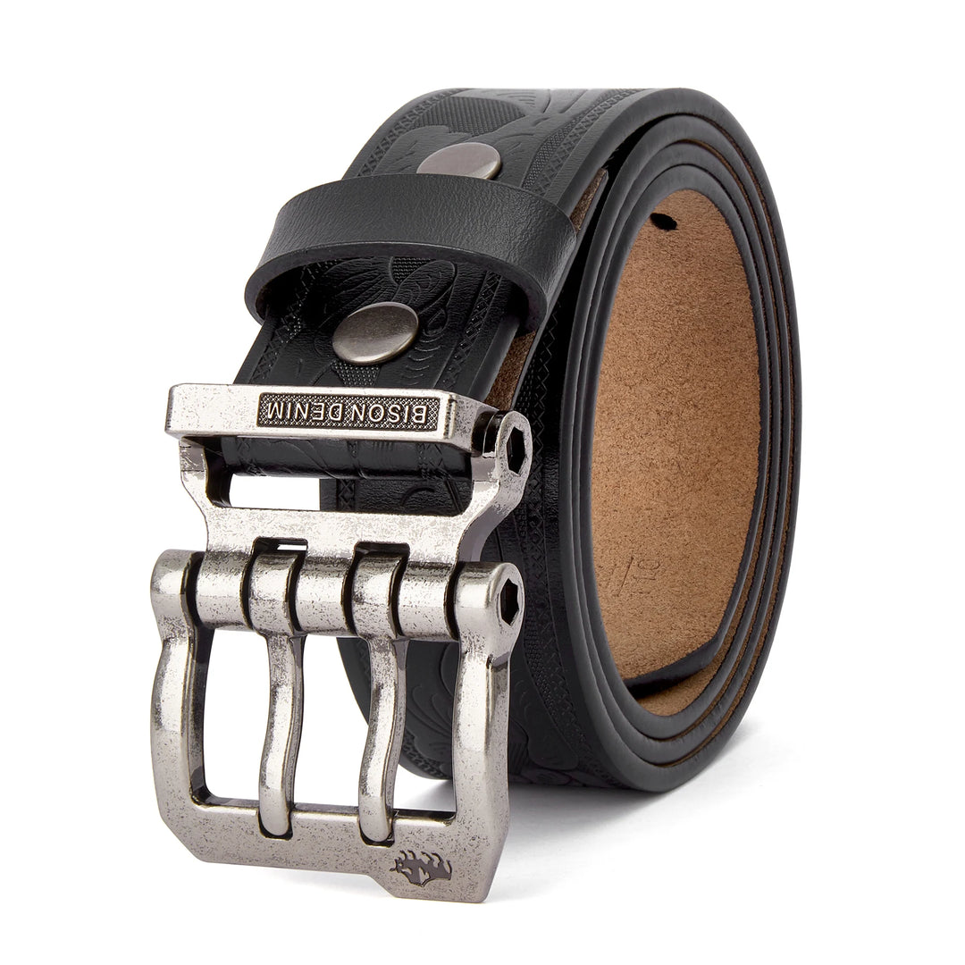 Two Layer Embossed Cowhide Leather Belt