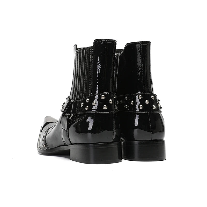 Sleek Iron Toe Handmade Ankle Boots