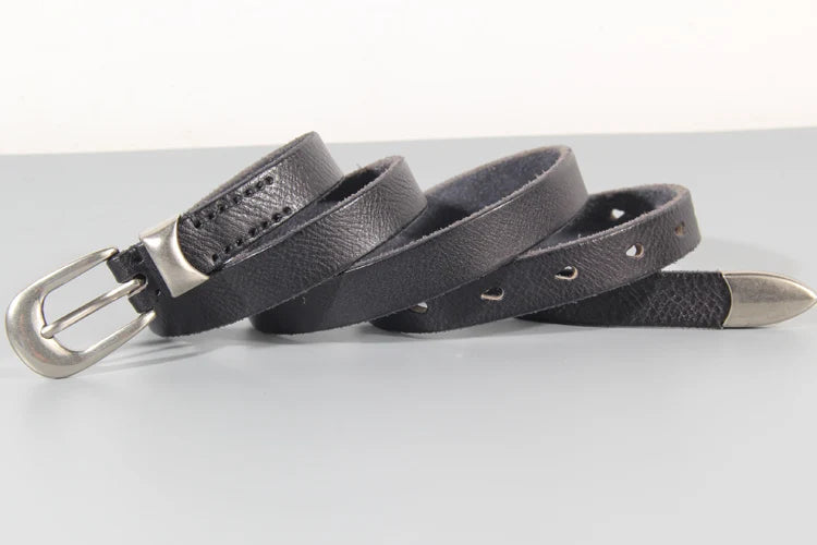 Stylish Soft Leather Narrow Belt