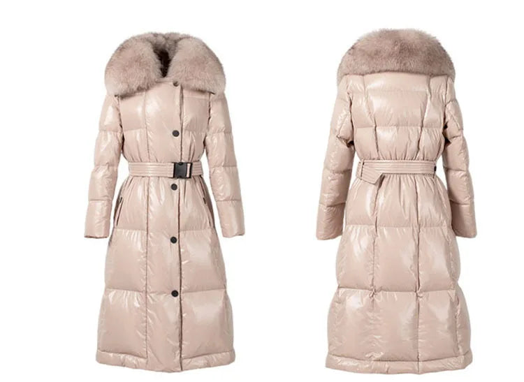 Natural Real Fur Collar Winter Down Coat