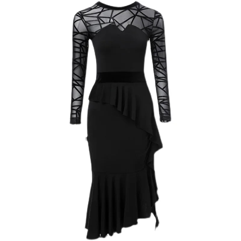 Elegant Long Sleeves Latin Dance Dress
