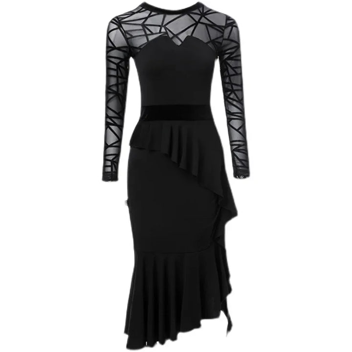 Elegant Long Sleeves Latin Dance Dress