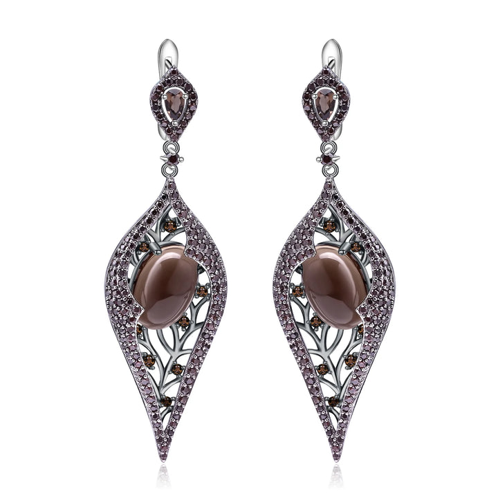 Shiny Smoky Quartz Drop Earrings