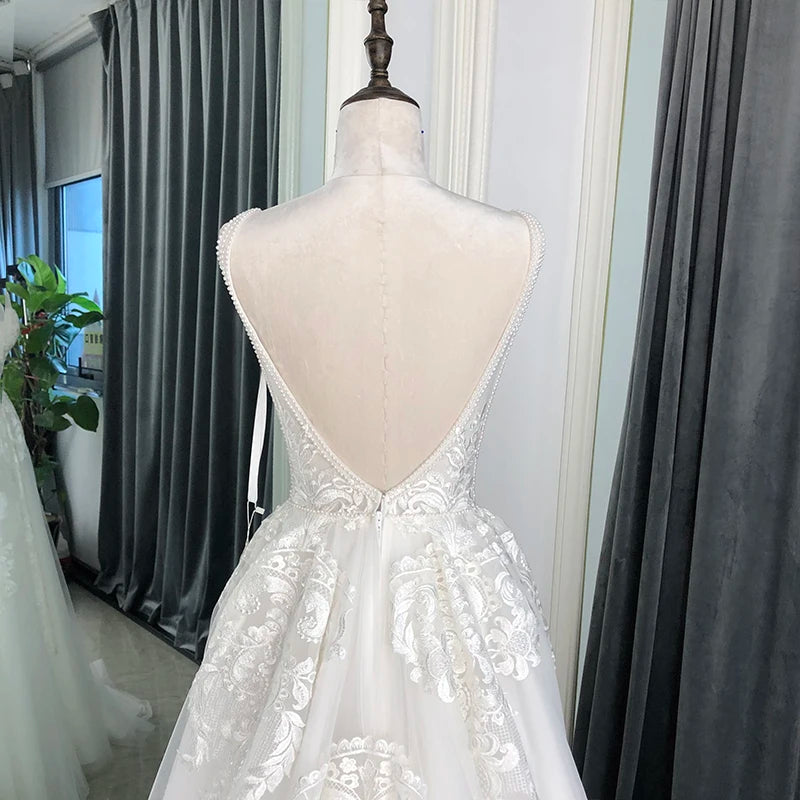 Gift For Moments Deep V-Neck Wedding Dress