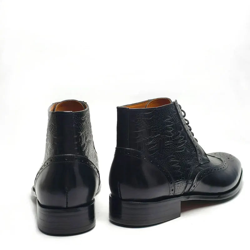 Trendy Lace-Up Real Leather Boots