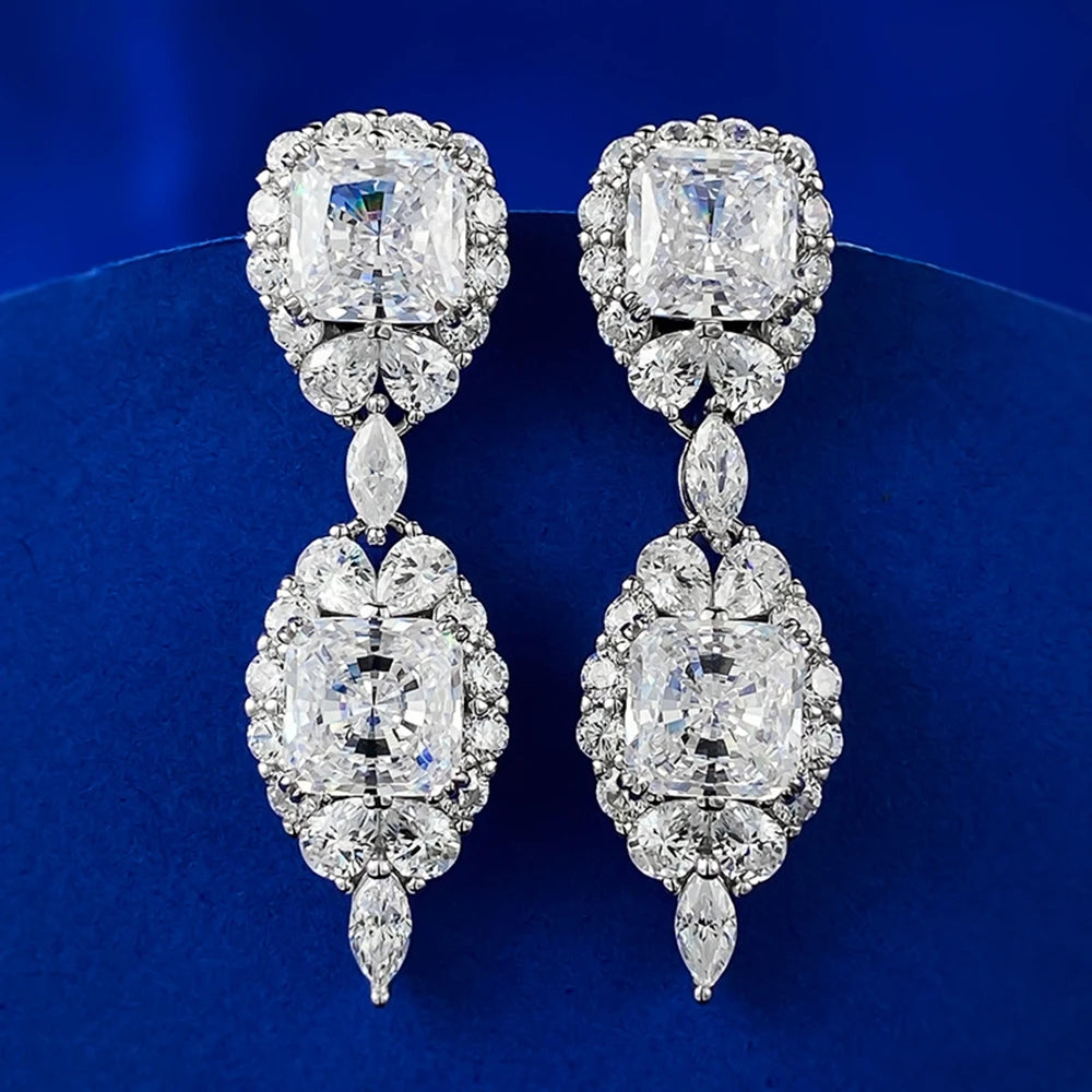 Luxury Sapphire Silver Drop Earrings