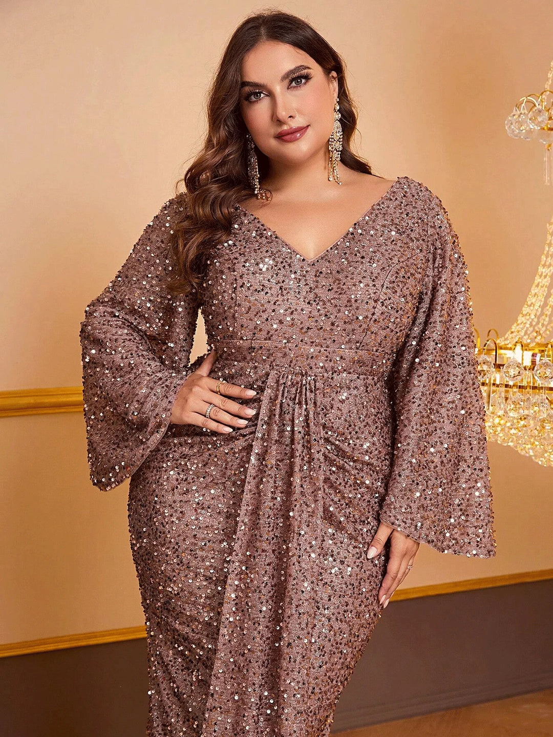 Shiny Sequin Plus Size Women's Party Dress